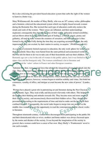 The Role of Women in Neo-Classical Works as Apposed to Romantic Works