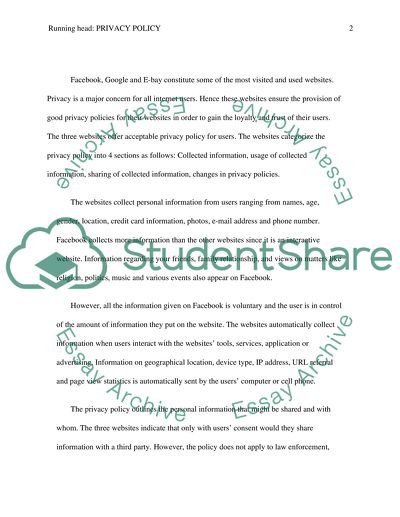 Privacy Policy of a Websites