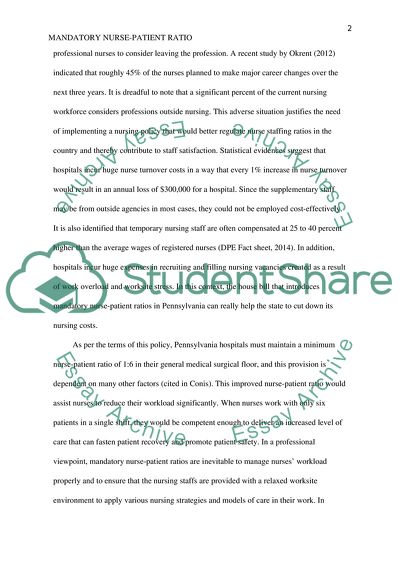 Mandatory Nurse-Patient Ratios in Pennsylvania