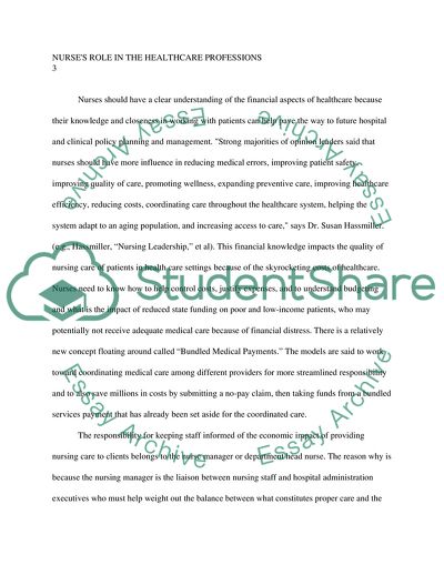 Professional Nurses Role in the Business of Healthcare