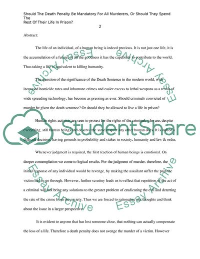 Should All Murderers Be Imprisoned Lifelong or Executed