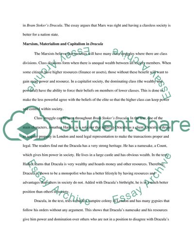 Applying Marxism and Materialism to Bram Stokers Dracula