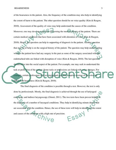 Hoarseness: Establishing a Differential Diagnosis