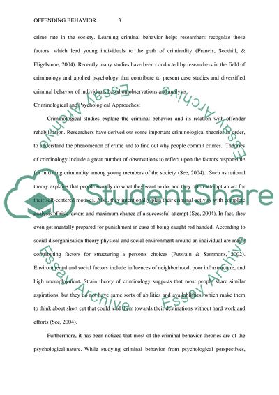 Criminal Justice: Offending Behavior