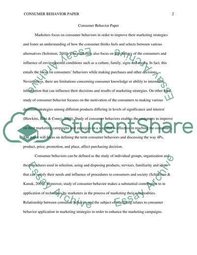 Consumer Behavior Paper