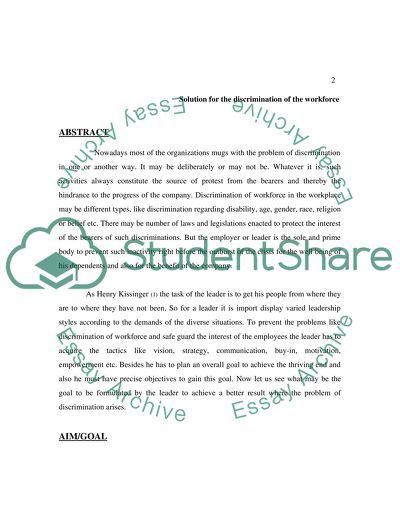 Discrimination in the Workforce Problem-Resolution