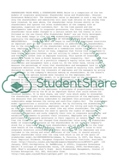 Corporate Governance Models