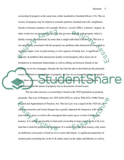 Central Problem in the 1925 Property Legislation