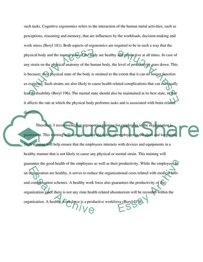 Position paper on loss control / Safety and Health