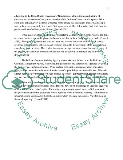 ROLES OF Contract Management Agency (DCMA) and Defense Contract Audit Agency (DCAA)