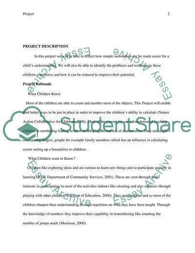 Design and Develop a Project for a Group of Children 3-5yrs Old