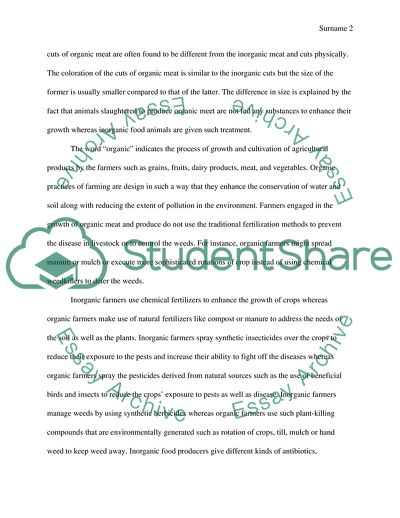 Organic Foods versus Inorganic Foods