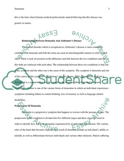 Relationship between Dementia And Alzheimers Disease