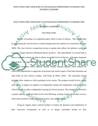 Literacies to Encourage Independent Learning for Diverse Learners
