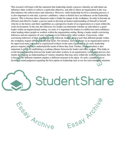 The Concept and Process of Leadership