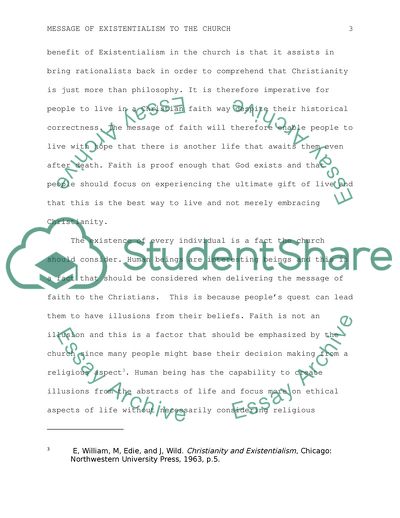 Message of Existentialism to the Church