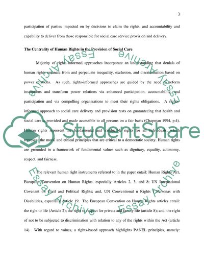 The Centrality of Human Rights in the Provision of Social Care