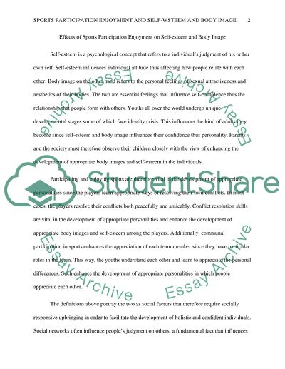 Effects of Sports Participation Enjoyment on Self-esteem and Body Image