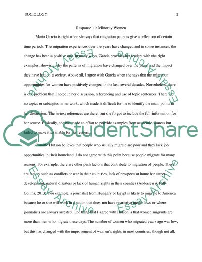 Minority in women- classmate response 11