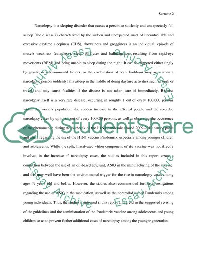 H1N1 Associated with Narcolepsy among Children and Adolescents