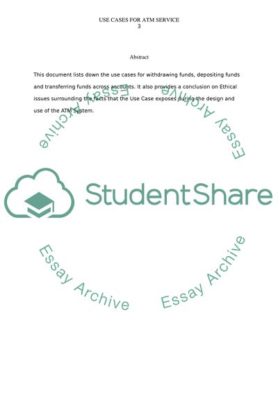 Use Cases for ATM Service