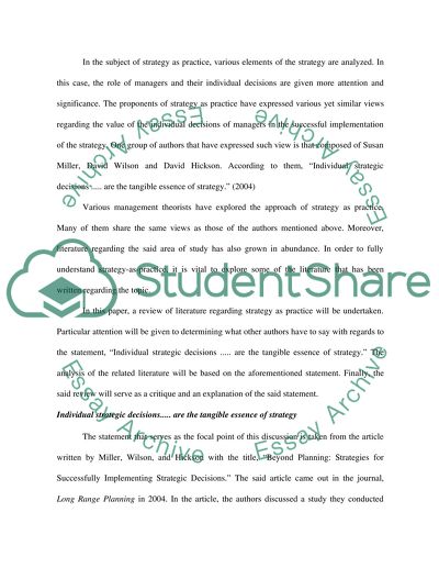 The Value of Individual Strategic Decisions