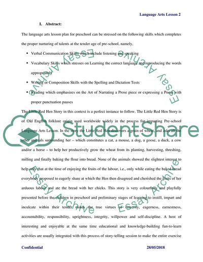 Analyze language arts lesson plan