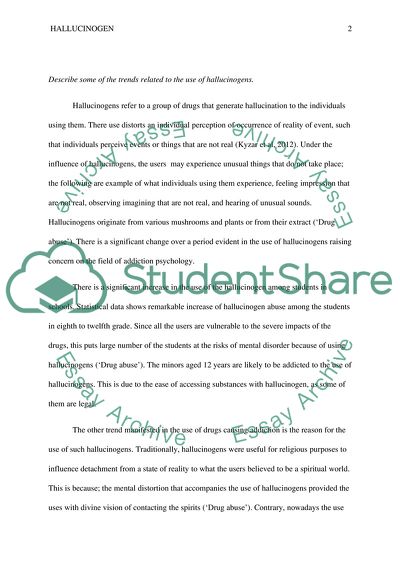 Some of the Trends Related to the Use of Hallucinogens