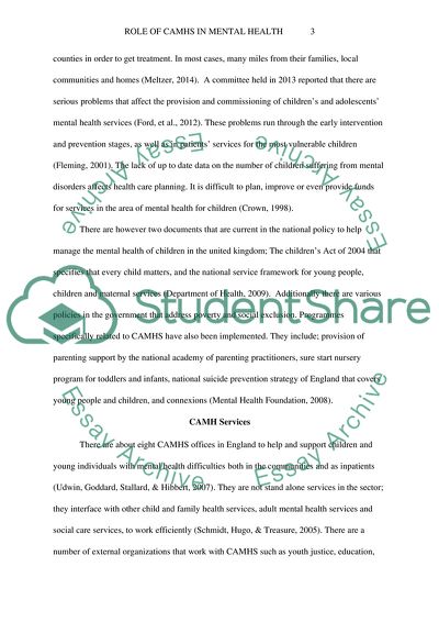 Role of CAMHS in Delivering Mental Health in the UK