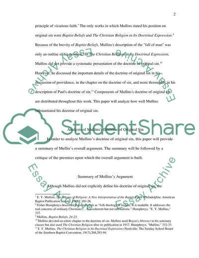 Mullins Doctrine of Sin