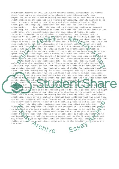 Diagnostic Methods of Data Collection - Organizational Development and Change