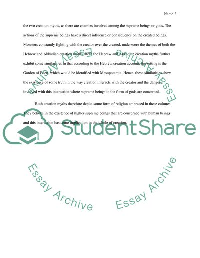 Comparison of the Hebrew and Babylonian (Akkadian) Creation Myths