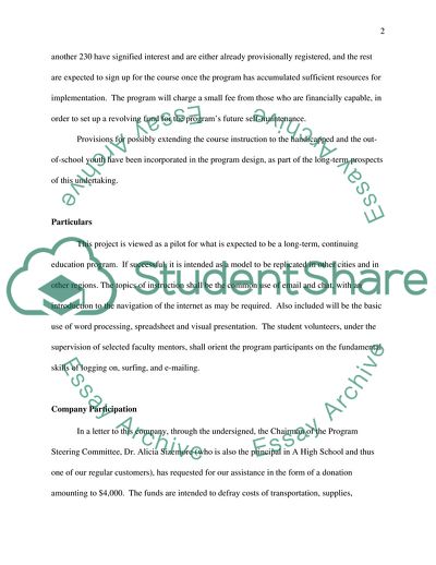 Recommending the Approval of $4,000 Donation for the Proposed Computer Education Program