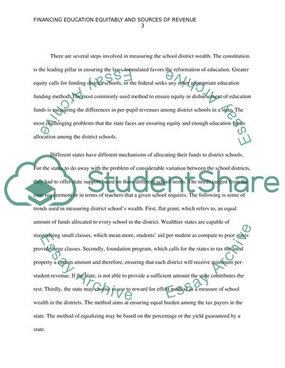 Financing Education Equitably & Sources of Revenue