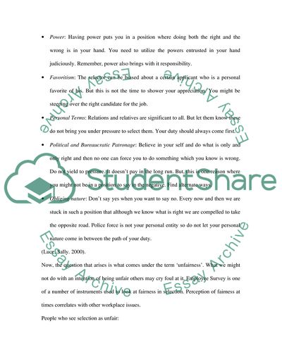 Unfairness during the Police Selection Process