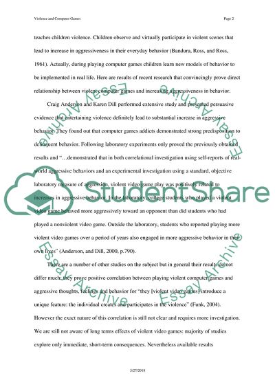 Violence and Computer Games