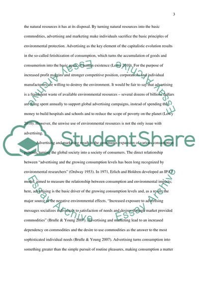 Advertising, Marketing, and the Destruction of the Environment