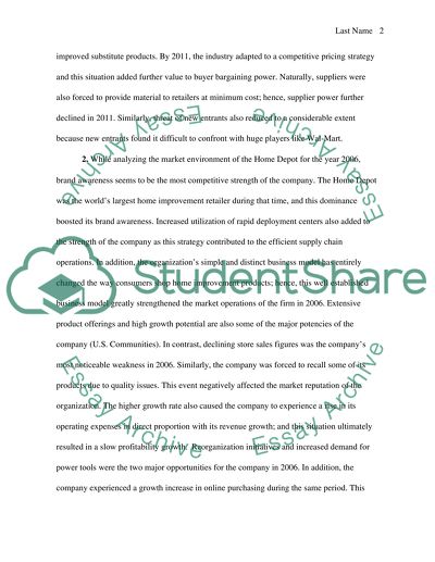 Strategic Management for MBA Class: Home Depot