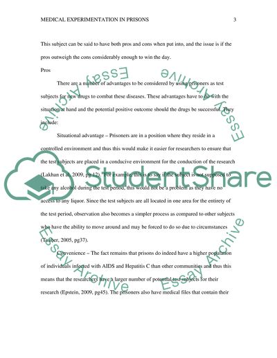 Medical Experimentation in Prisons