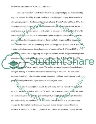 The relationship between play and creativity