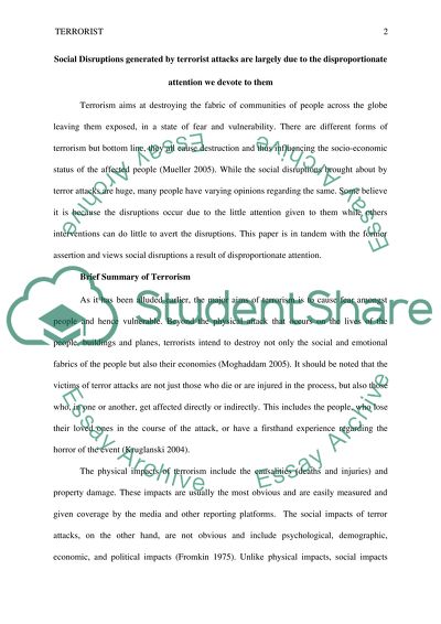Social Disruptions Generated by Terrorist Attacks