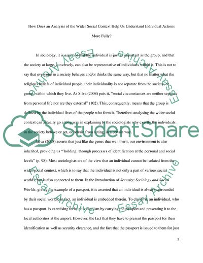 Wider Social Context in Understanding Individual Actions