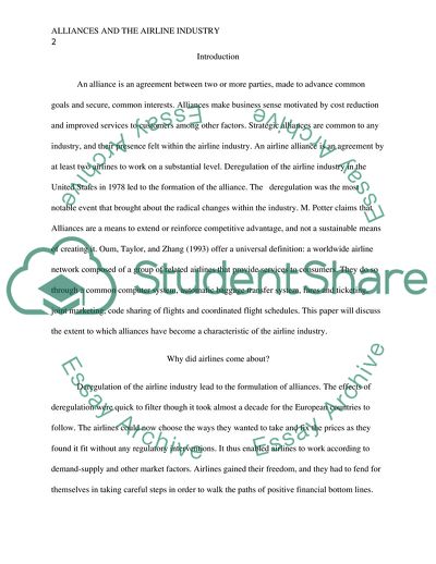 Alliances and the Airline Industry