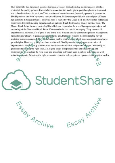 Brief History of Six-Sigma Model