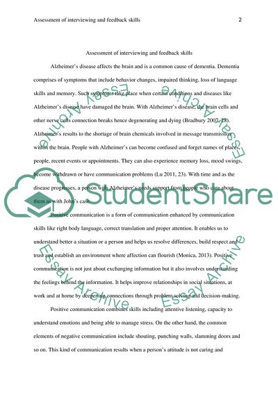 Positive Communication with Alzheimers Disease Patients