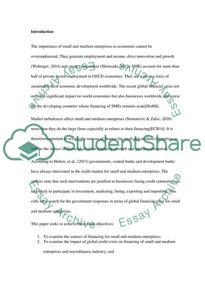 Sources of Financing for Small and Medium Scale Businesses