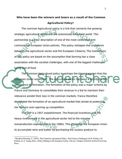 The Common Agricultural Policy