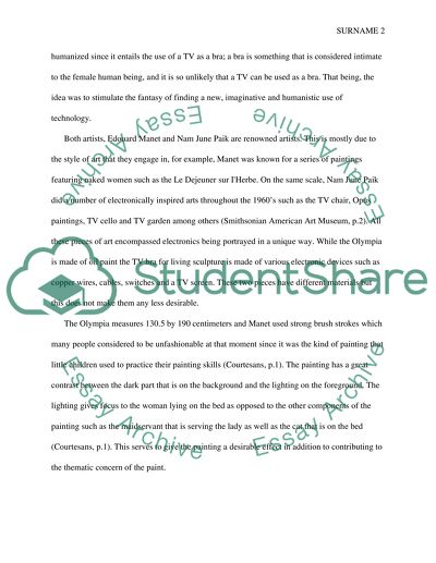 Comparison of the TV Bra for Living Sculpture and the Olympia