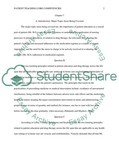 CORE COMPETENCIES: PATIENT TEACHING CORE COMPETENCIES: PATIENT TEACHING