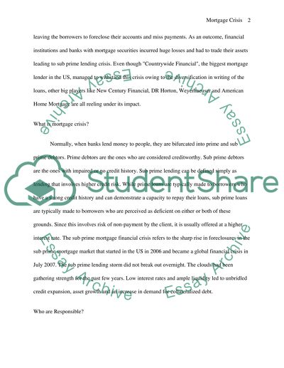 Analysis of Mortgage Crisis